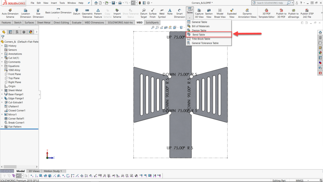 How to Insert Sheet Metal Bend Notes within SOLIDWORKS MBD SolidXperts