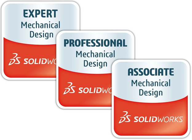 Exemples de badges officiels de certification SOLIDWORKS