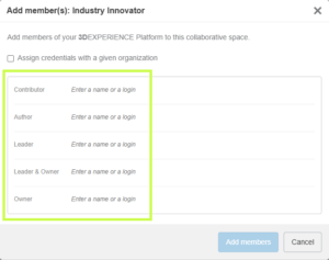 Espace Collaboratif 3DEXPERIENCE - Onglet Membre