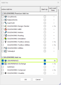 Enabling the 3DEXPERIENCE Add-In in SOLIDWORKS