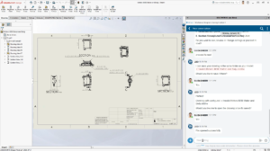 SOLIDWORKS 2026 FD02 showing AI-assisted drawing creation with a conversational interface generating and saving technical drawings automatically.